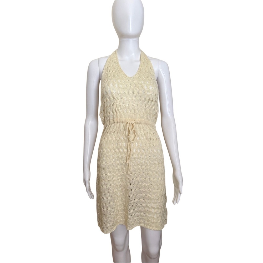 Shein Knit Halter Crochet Coverup Tie Waist Dress Size Medium